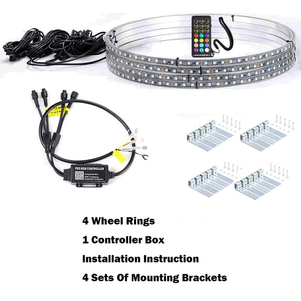 Single Row RGB Wheel Lights Kit w/ Turn Signal and Braking Function